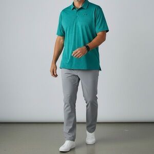 SOLD Under Armour 3XL Teal Turquoise HeatGear Polo Loose Fit Golf Athletic Shirt